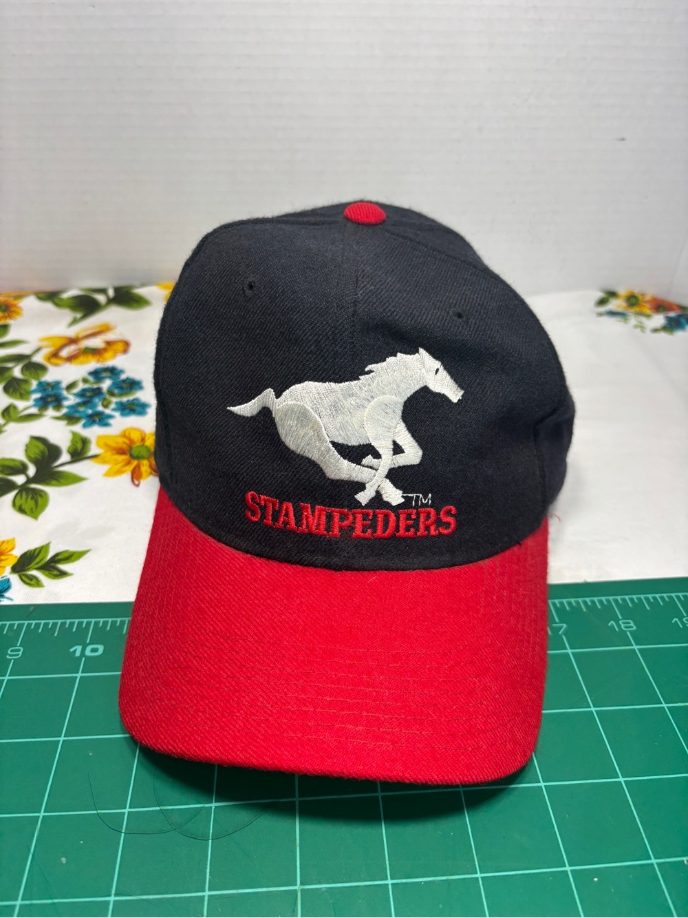 Vintage STARTER CFL Calgary Stampeders Wool Snapback Hat Embroidered Logo